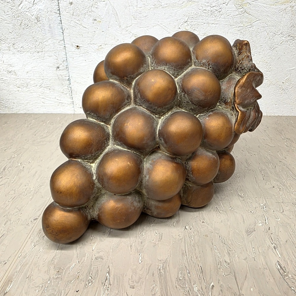 Vintage‎ Plaster/Resin Bronze Finish Grape Cluster Figural Statue Faux Chalkware